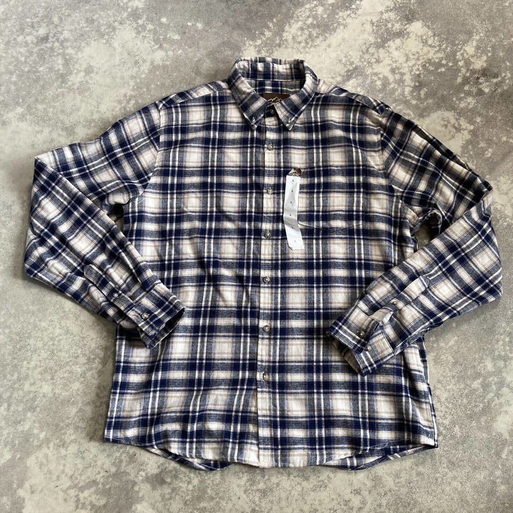Mountain Ridge Explore Life plaid Button Down Flannel Shirt size Large‎